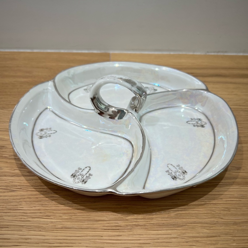 Vintage Prov Saxe Hand painted porcelain divided plate or candy dish Germany - Picture 2 of 13
